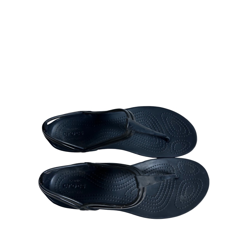 Crocs Isabella T-Strap Sandals Size 7 Black Strappy Jelly Comfort Women